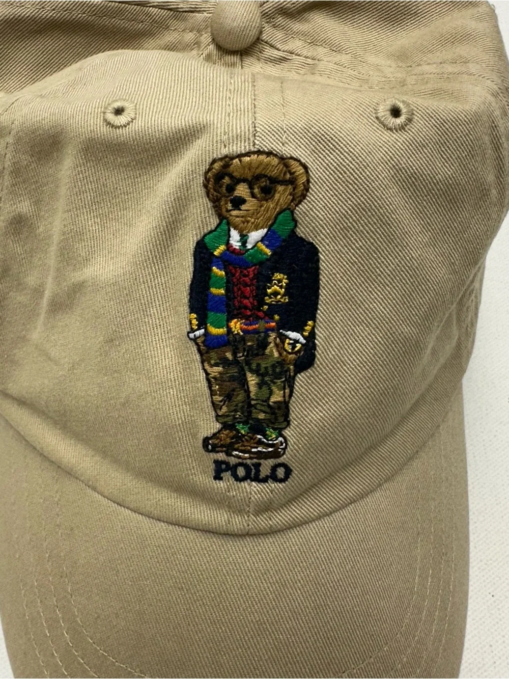 Polo Ralph Lauren Polo Bear Chino Ball Cap Leather Strap back Khaki